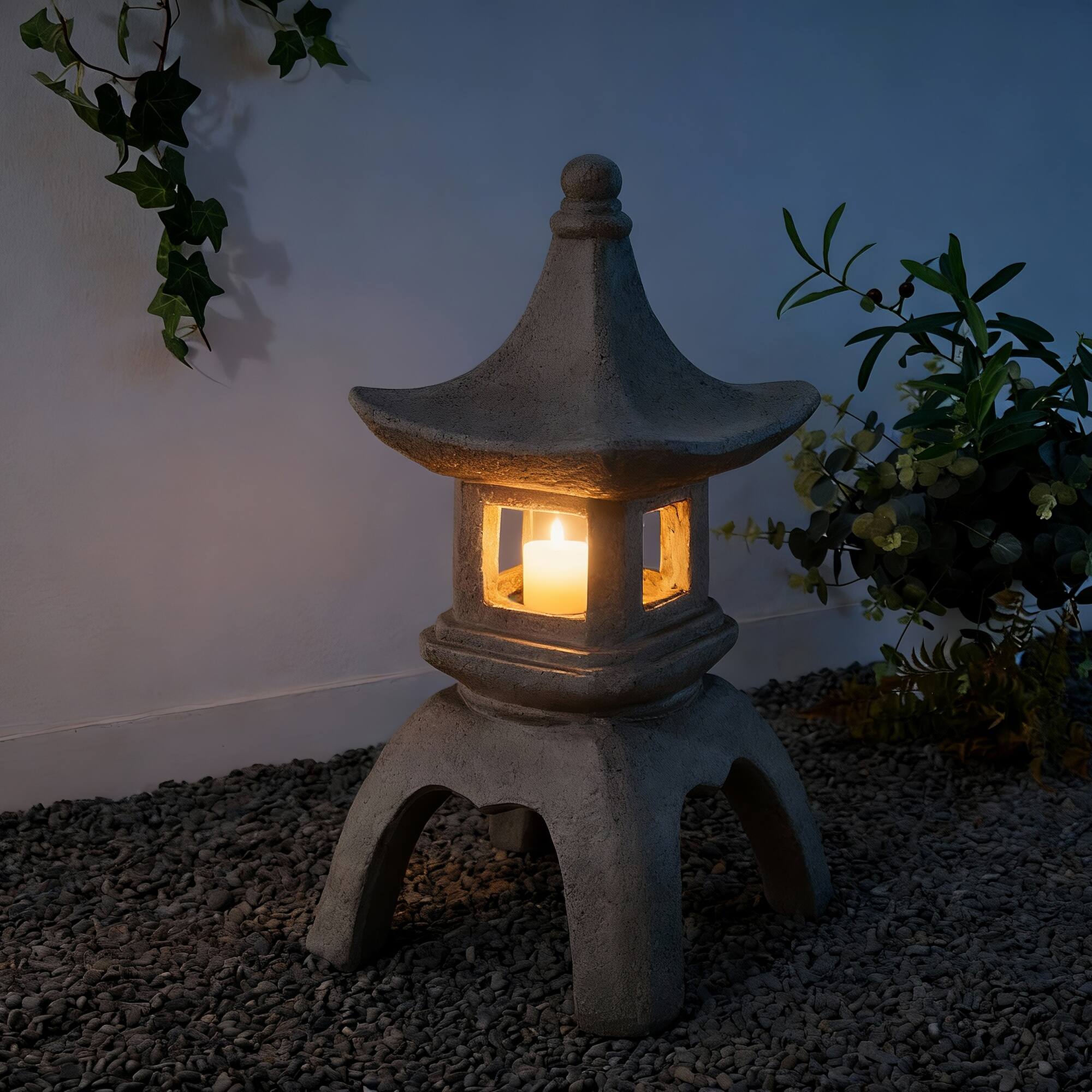 Glitzhome® 24" MGO Faux Concrete Pagoda Garden Statue